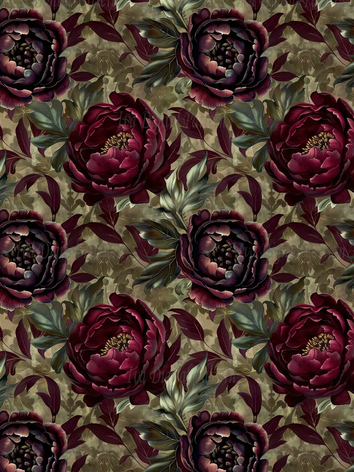 Vintage Gothic seamless pattern, repeating red peony flowers ,dark abstract floral pattern, style renaissance, digital paper, commercial use