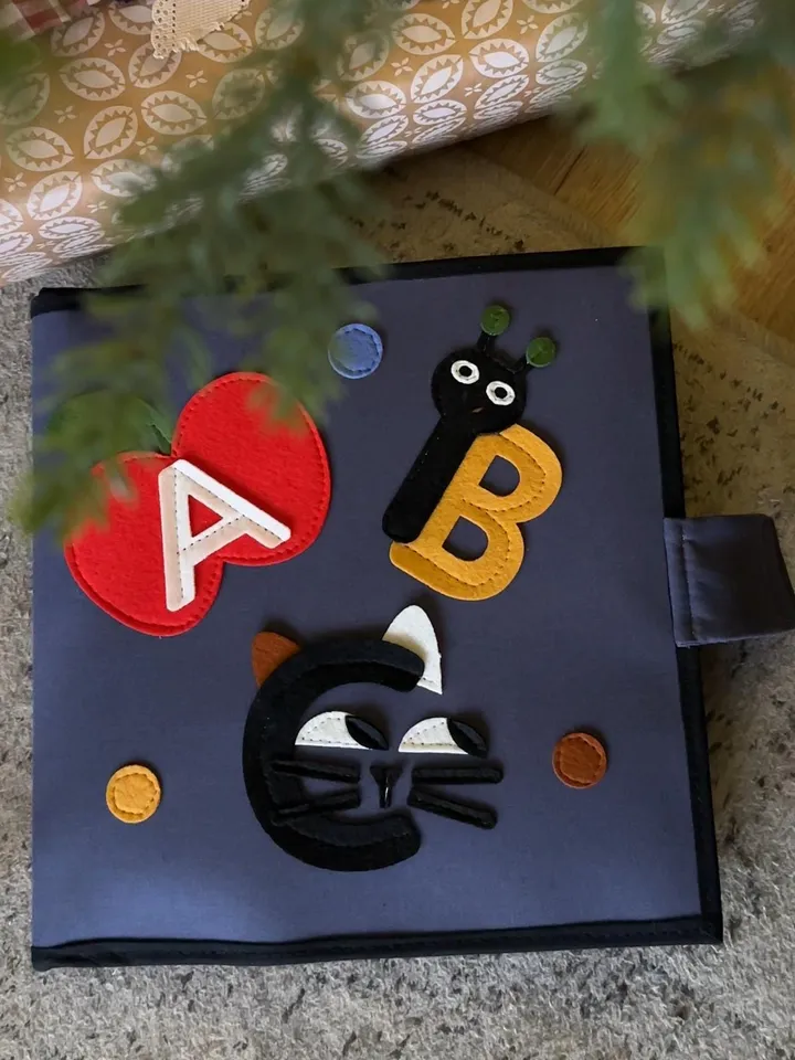 abc felt quiet book toddler, soft activity busy board 1-2-3 year old, ENGLISH, FRENCH, GERMAN alphabet animals educational toy, kinderkrama
