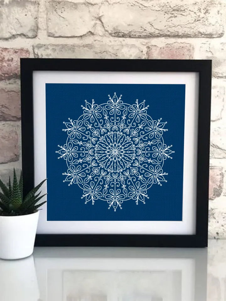 Floral mandala blackwork pattern PDF Blackwork mandala embroidery download PDF, Mandala cross stitch, Backstitch chart Mandala ornament #W12