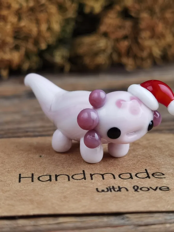 Glass axolotl figurine Tiny axolotl gifts miniature axolotl decor Blown glass art axolotl ornaments Axolotl Aquarium decor Tank Fish