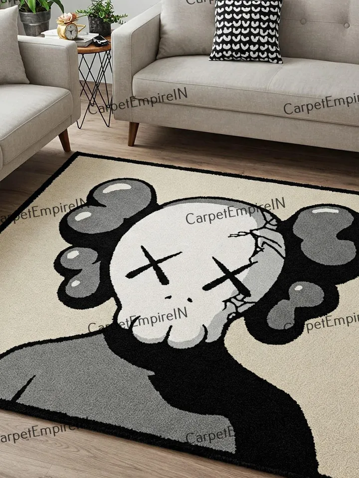 Kaws rug—cartoon carpet, Kaws carpet, 2x3, 3x5, 4x6, 5x7, 6x9, Case rugs, cartoon carpets, dining room, hallway, cartoon rug, Kaws wall art.