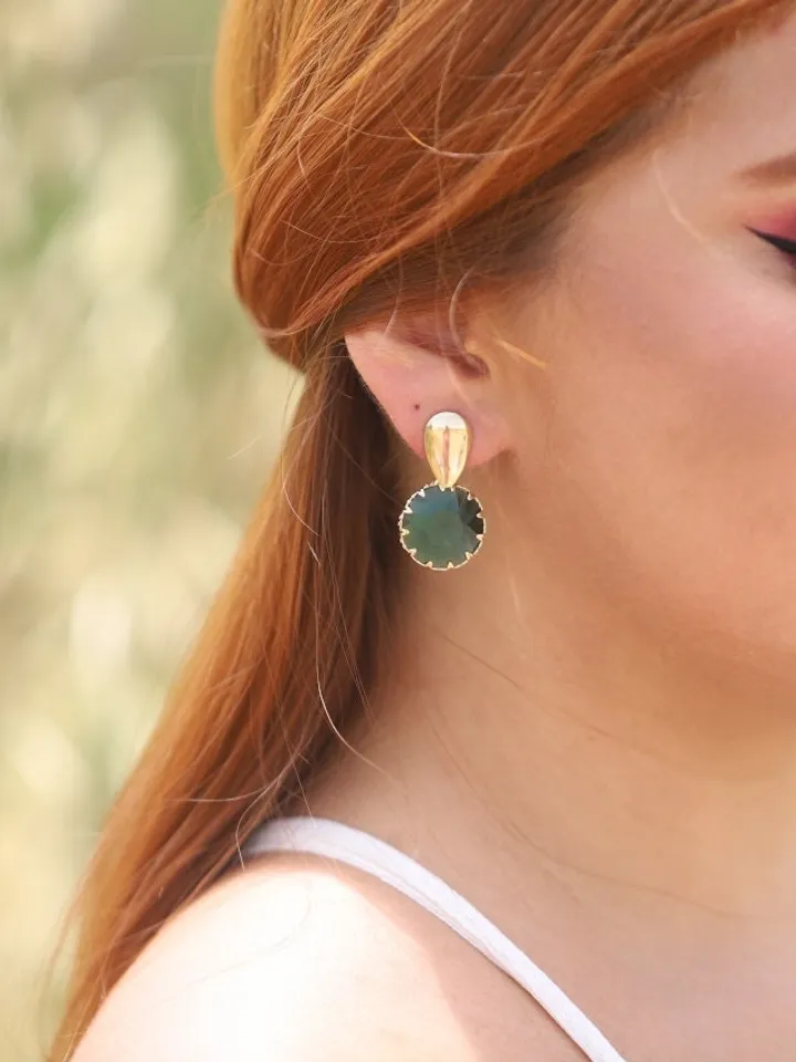 Gold , Emerald Green Boho Bridal Earrings , Swarovski Crystal Statement Boho Wedding Earrings , Boho Bridal Jewelry , Boho Wedding Jewelry,