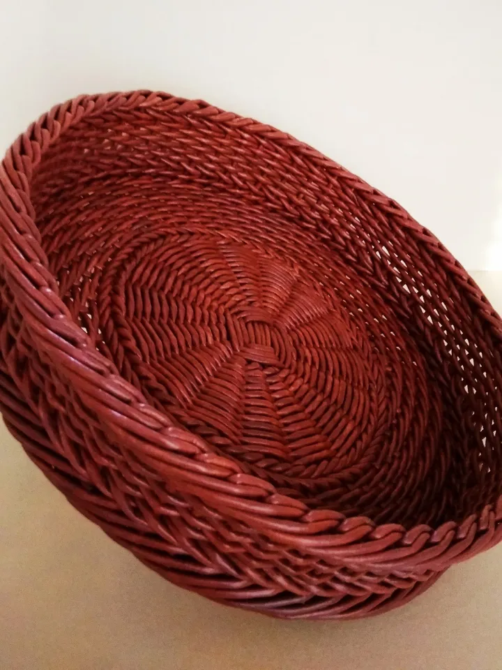 Round Wicker Tray without Handles Rustic Style Tray