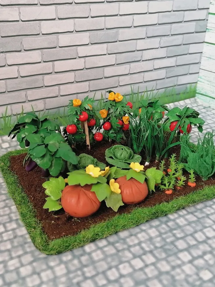 Vegetable bed for a dollhouse in 1:12 scale. Dollhouse miniature. handmade. 1:12.