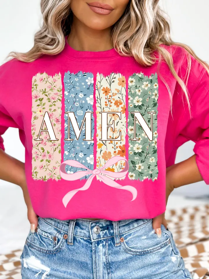 Amen Coquette Bow PNG, Christian Easter PNG, Amen Varsity Png, Floral Spring Png, Jesus Easter Png, Bible Verse Png, Happy Easter Png