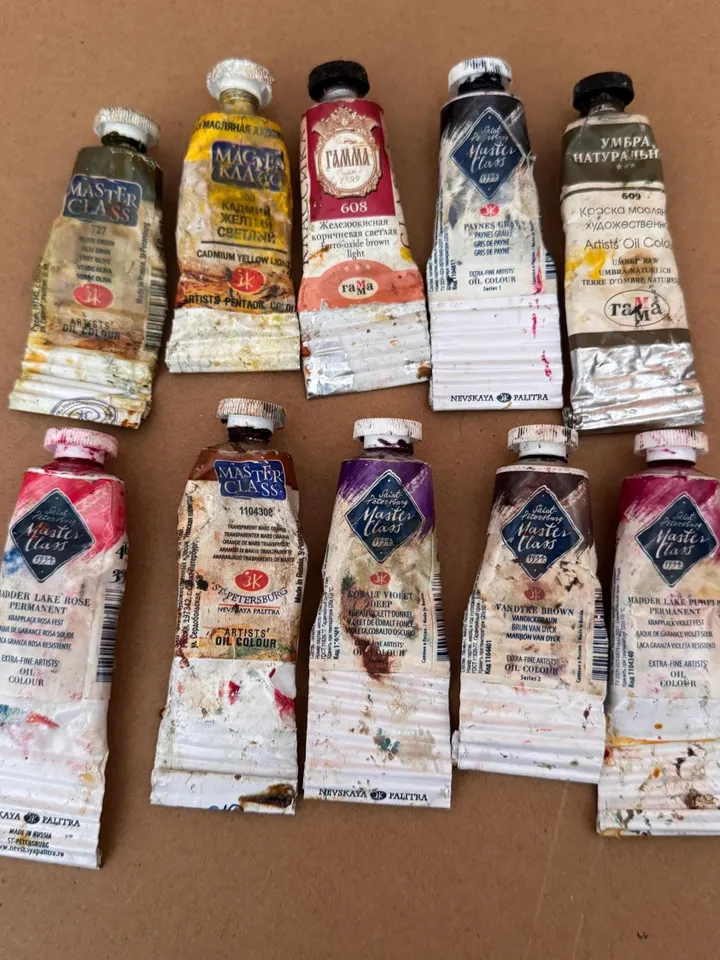 Oil Paints Tubes Professional Paints Used Oil Painting Set of 10