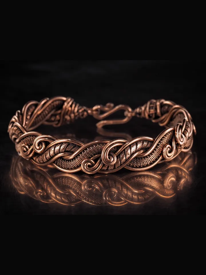 Woven copper wire bracelet Antique style handcrafted copper jewelry Unique gift