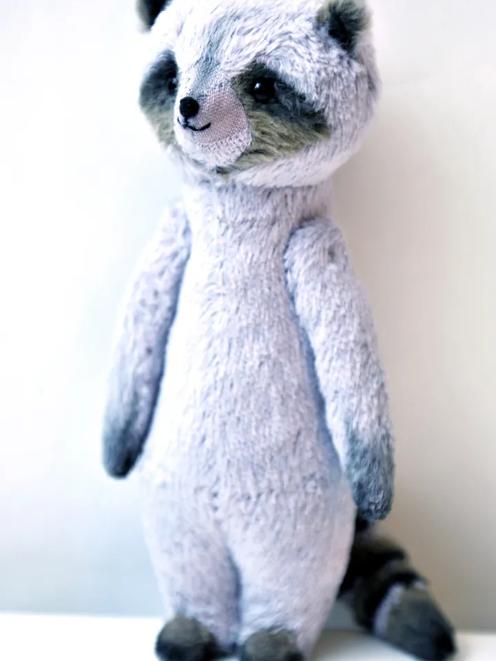 PDF Raccoon the Cutest Guy E-pattern for 8" (20cm) Artist teddy toy racoon/ coon sewing instructions anime teddy friend