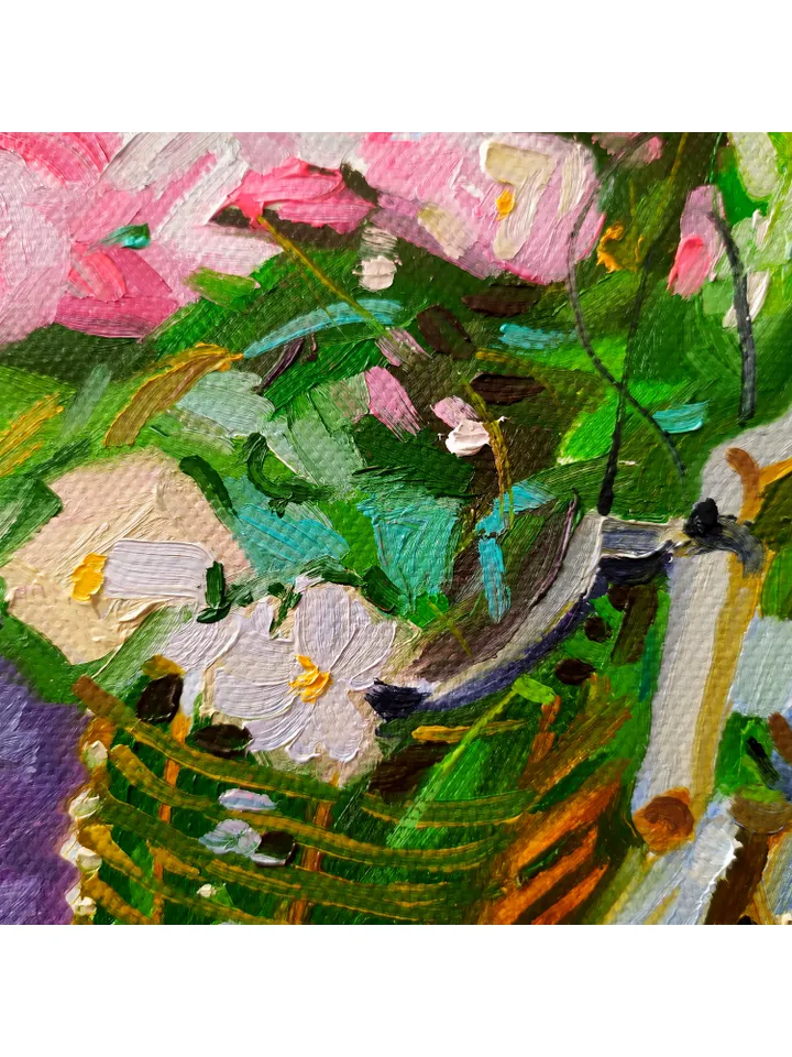 Floral painting Flower Bike Original Art Floral Artwork fine art oil painting