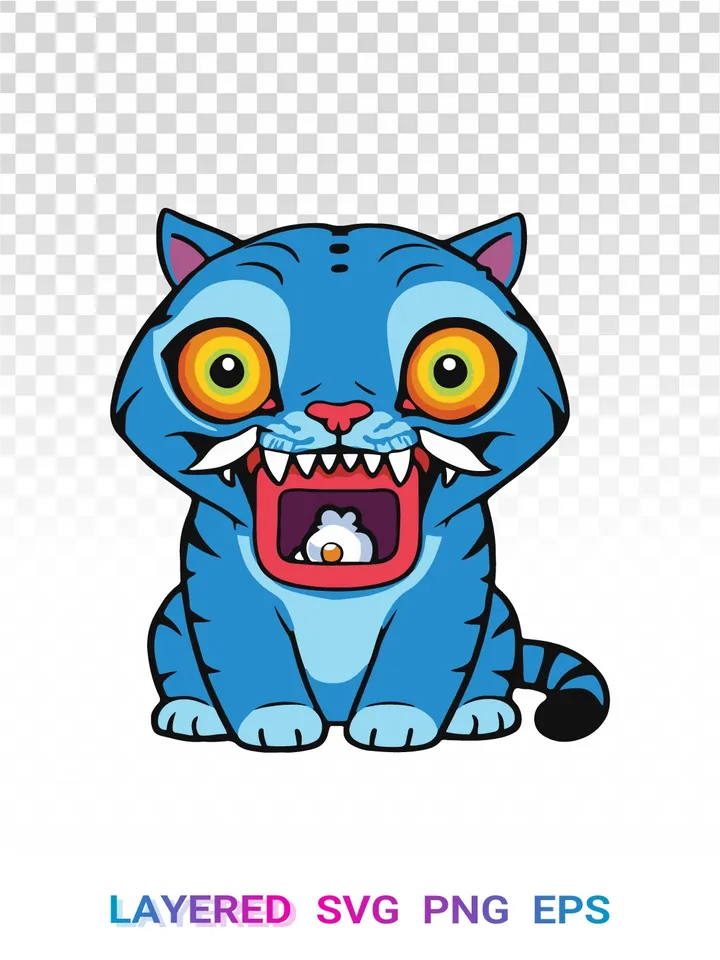 Derpy Tiger SVG PNG, Demon Hunter Squad Huntrix Clipart