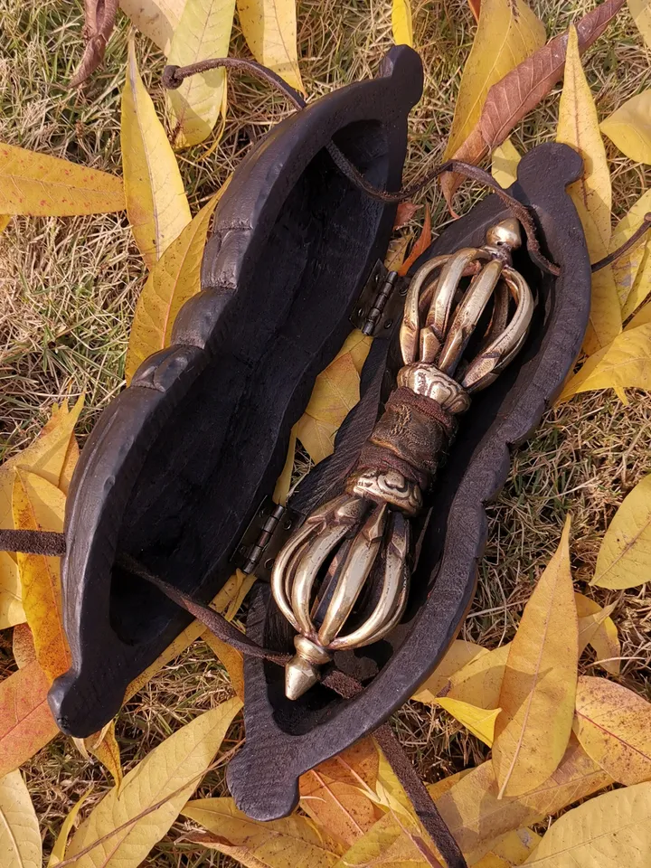 Gandhanra Powerful Vintage Vajra Dorje with Wooden Case ,Tibetan Tantric Buddhism (Vajrayana) Ritual Implement,Handmade in Nepal,7.0"