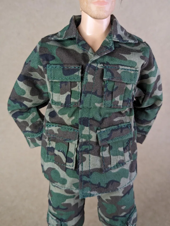 Military style jacket, pants for 12-inch fashion male dolls