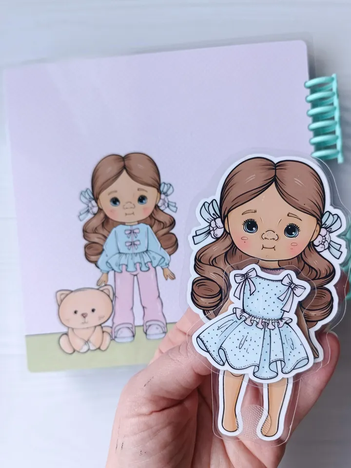 Printable Paper Blythe doll house, printable Doll with cat and clothes set, Holiday Blythe paper doll dress, Busy book printable crafts kids