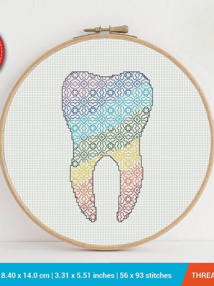 Human Body Tooth Cross stitch pattern Blackwork| Embroidery Pattern | Instant Download | Embroidery Designs