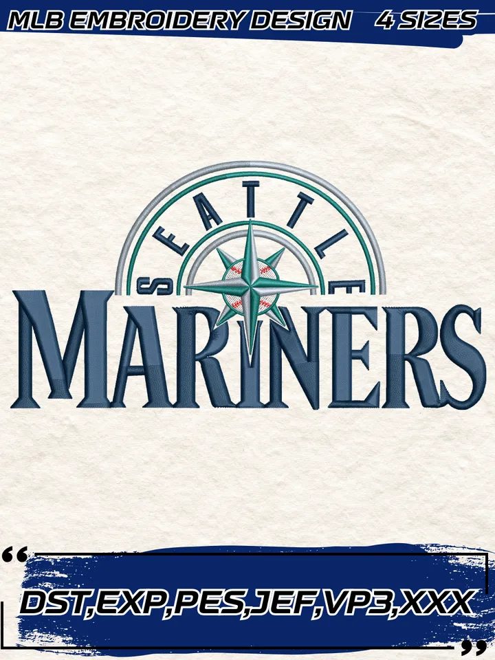 Seattle Mariners Alternate Logo Embroidery Design,MLB Embroidery Design,Machine Embroidery Design File,4 Sizes, Digital Download