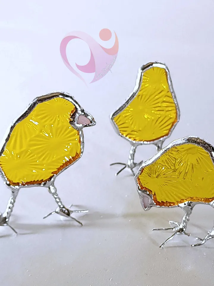 Stained Glass Chicken Suncatcher Set 1 Rooster 3 Hens 3 Chicks for Window Decor Farmhouse Gift for Chicken Lovers