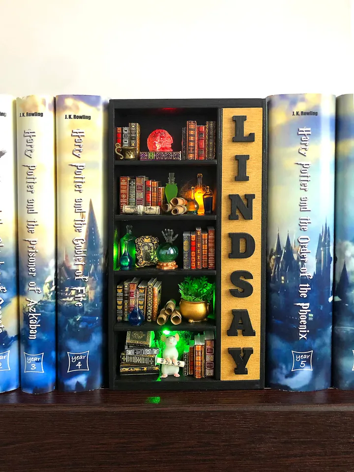Book nook, Book nook money box, book nook insert, book nook diorama, bookshelf insert, boyfriend gift, book lover gift, best friend gift