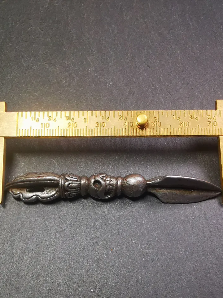 Gandhanra Handmade Phurba Amulet,Kila - Dorje Phurba,Tibetan Budhist Ritual Implement Pendant,Made of Cold Iron,3.0"