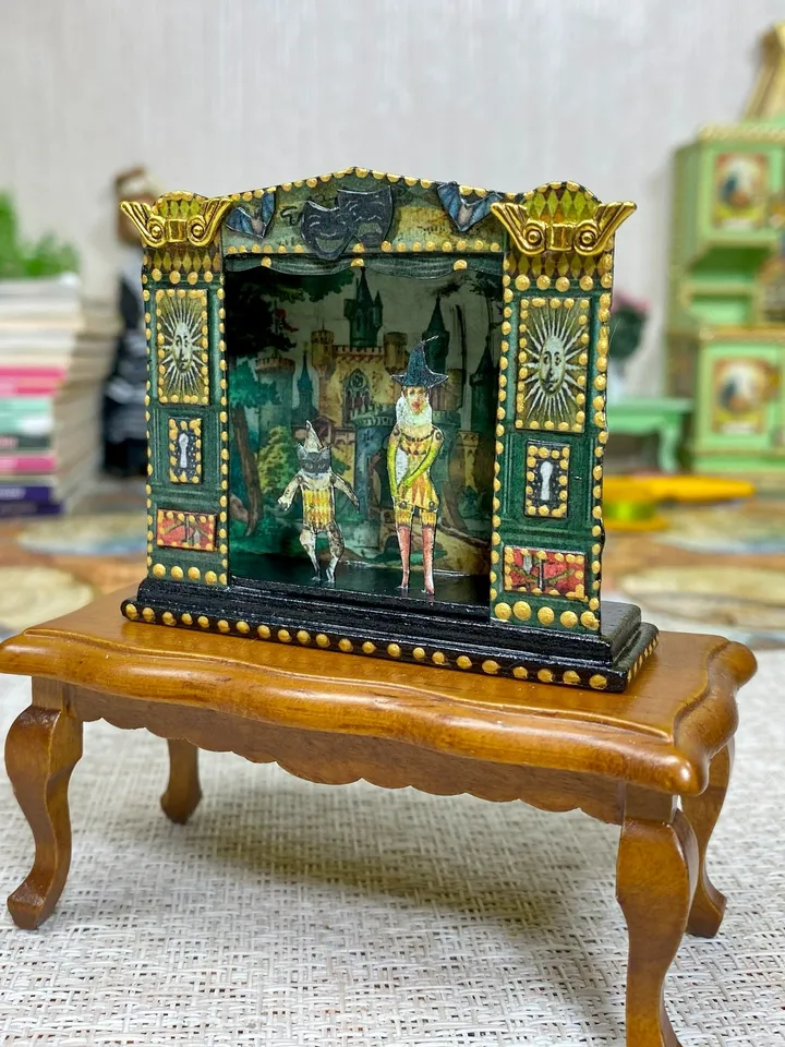 Tutorial. Puppet theater. Dollhouse miniature. Two sizes.