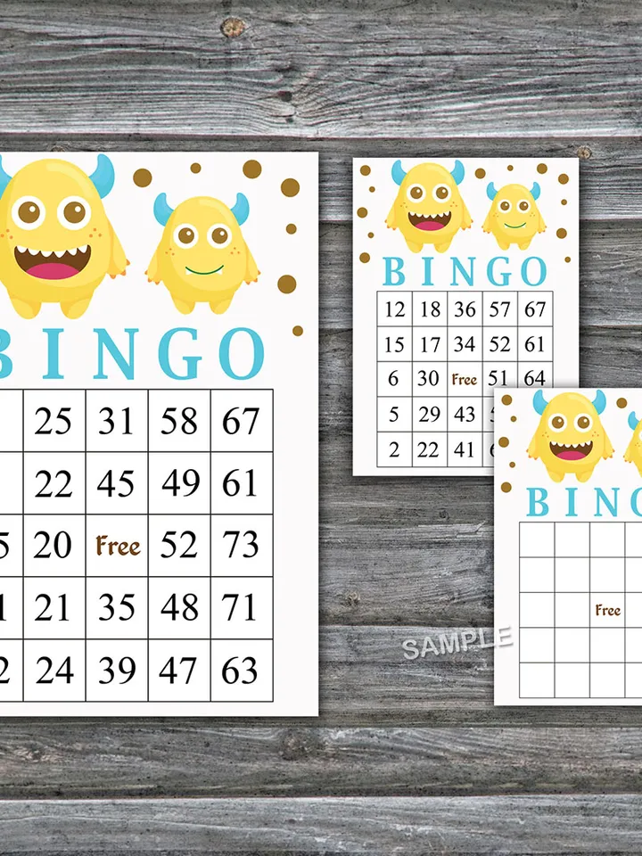Monster bingo cards,Cute Monster bingo game,Monster Printable bingo cards,60 Bingo Cards,INSTANT DOWNLOAD--381