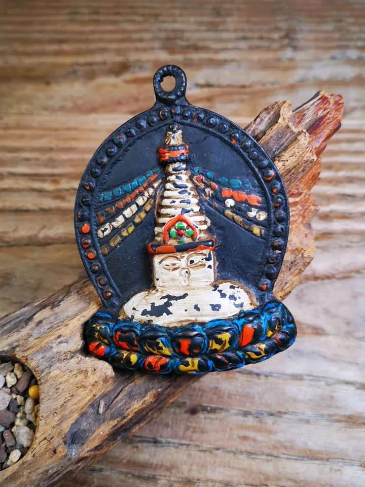 Gandhanra Antique Tibetan Buddhist Statue,Stupa Badge,Pagoda Amulet,Buddhist Tower,Made of Thokcha