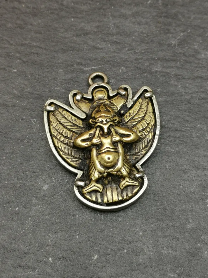 Gandhanra Handmade Tibetan Buddhist Amulet,Garuda of Pendant,Inlaid with Vajra,1.57&quot; × 1.22&quot;