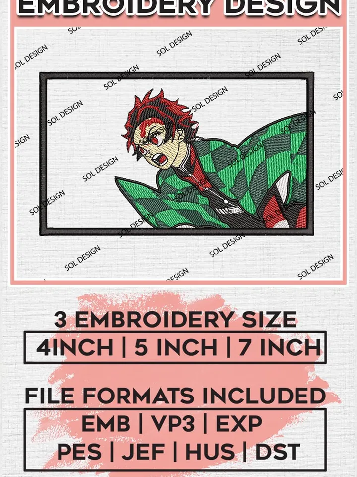 Kamado Tanjiro Embroidery Designs, Tanjiro Embroidery Files, Demon Slayer Machine Embroidery Pattern EMB_ANIME_129