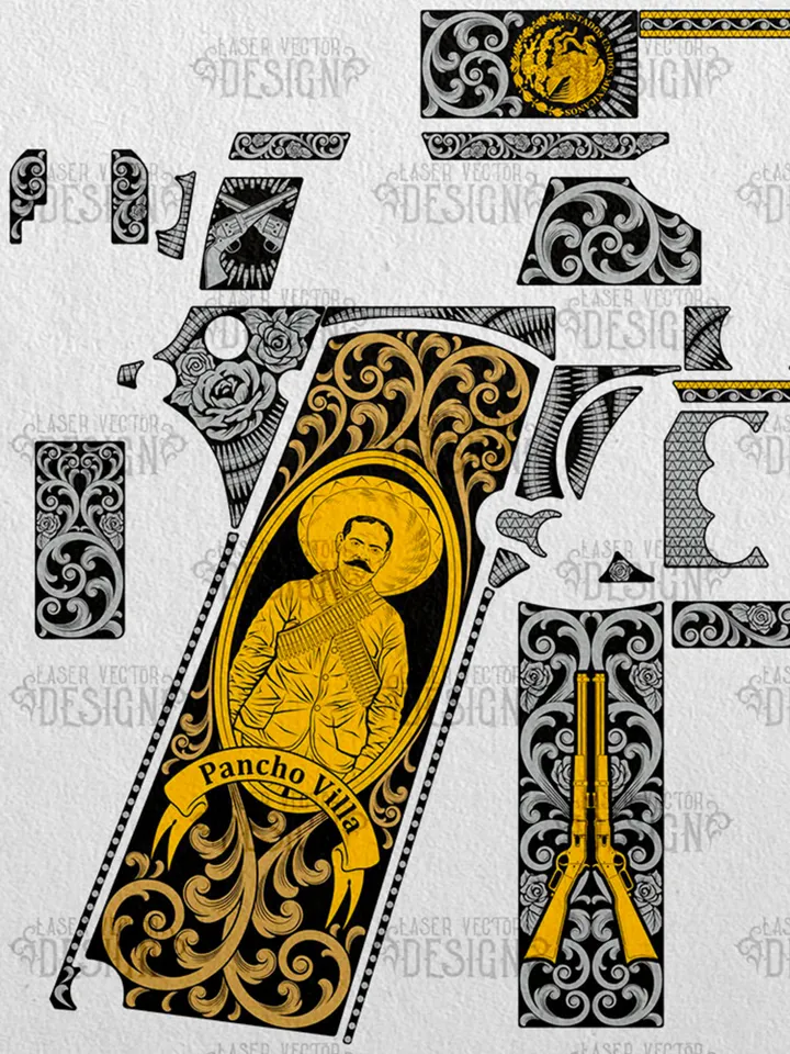 VECTOR DESIGN Kimber custom ll Emiliano Zapata and Pancho Villa