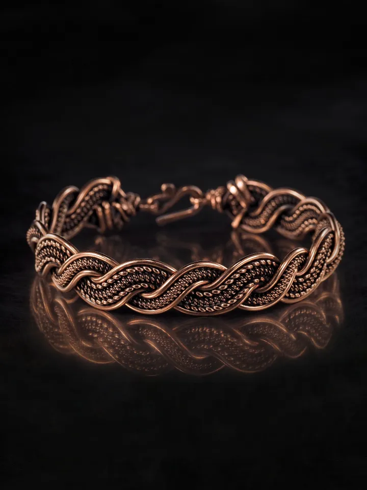 Woven copper wire bracelet Antique style handcrafted copper jewelry Unique gift
