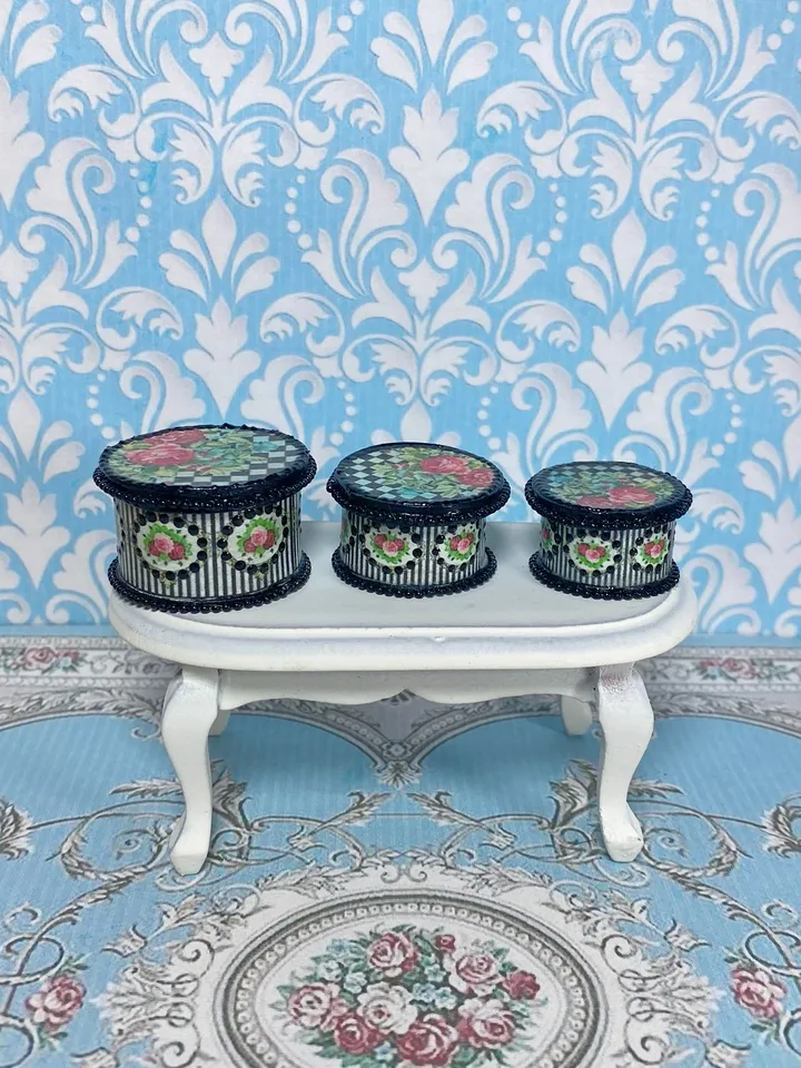 Dollhouse Storage Box Set. Handmade. 1:12. Dollhouse Accessories.