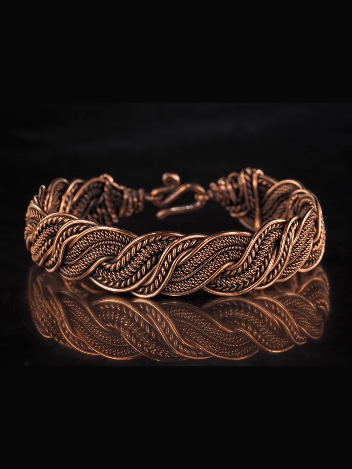 Woven copper wire bracelet Antique style handcrafted copper jewelry Unique gift