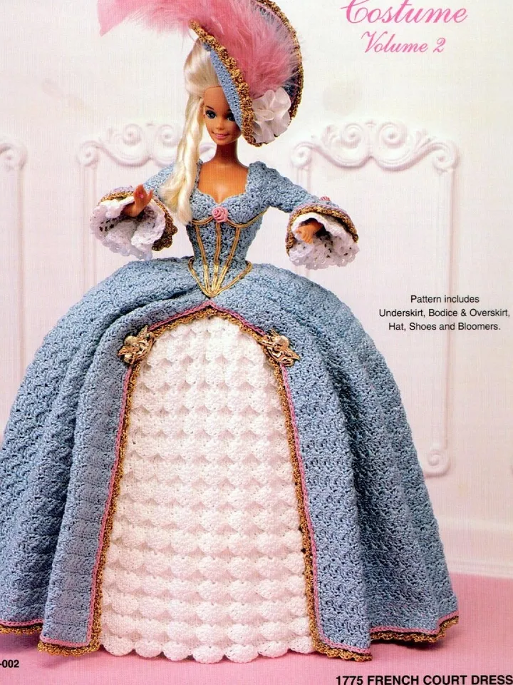 Barbie Dress Crochet Pattern Vintage for Dolls 11-1/2" Digital Download PDF