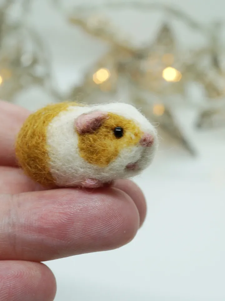 Tiny needle felted guinea pig, bicolor guinea pig, miniature pet, made to order