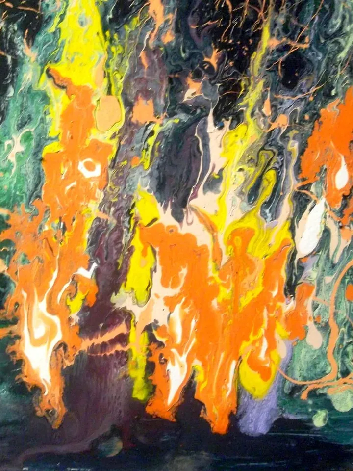 Holiday Firework Painting Art Abstract Large Original Artist Svinar Oksana