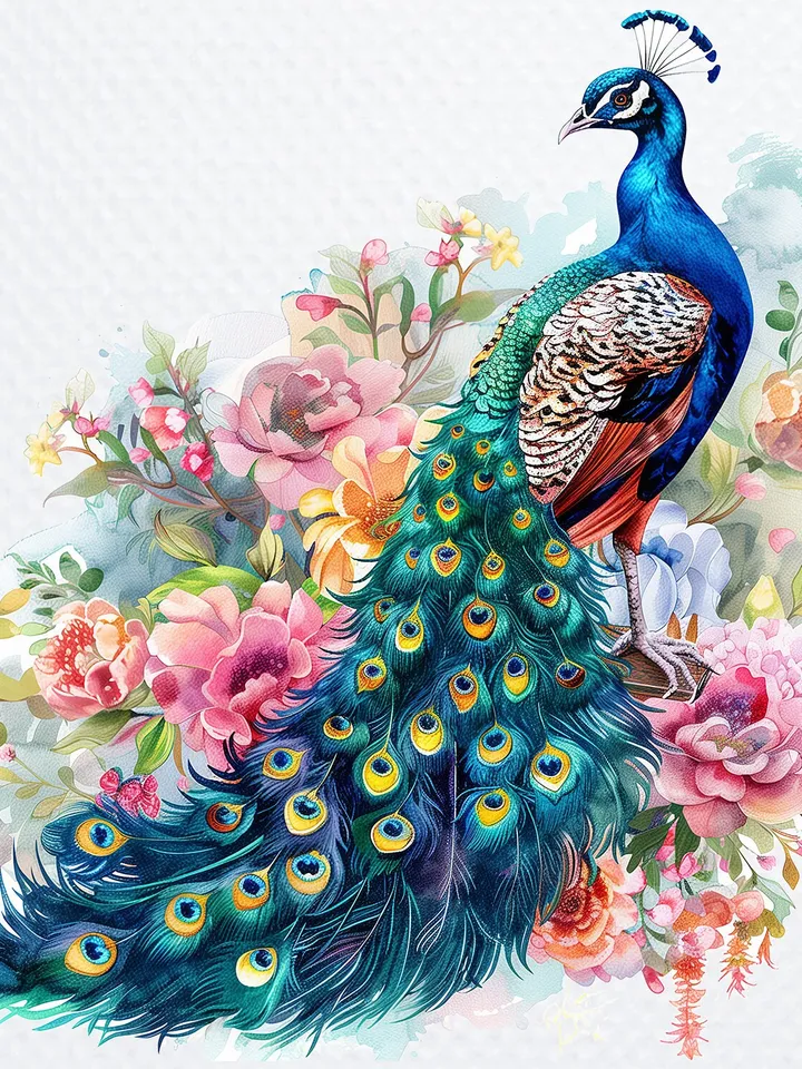 10 Adorable Peacock PNG Bundle, Printable Watercolor Peacock clipart for sublimation, Digital download, Paper craft, junk journals