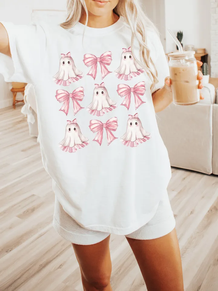 Halloween Cute Ghost png, Coquette Bow Halloween png, Halloween png, ghost png, Spooky Season png, Coquette png, Sublimation png designs