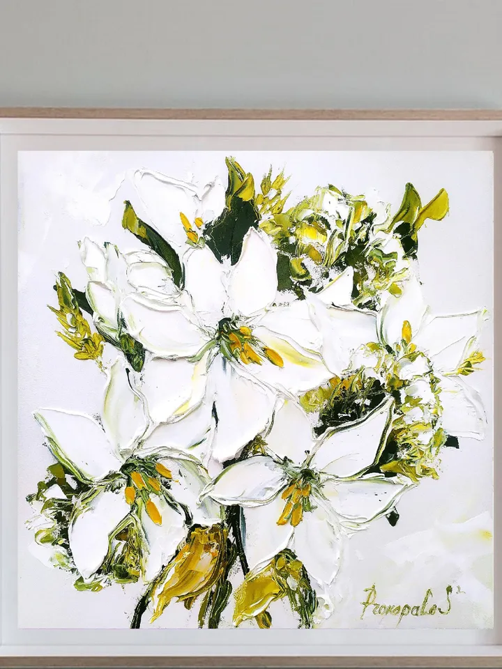 Lily Painting Flower Original Art Original Oil Painting Painting Painting Abstract  Floral Painting  Gift 10 by 10 in by ArtProkopaloSv