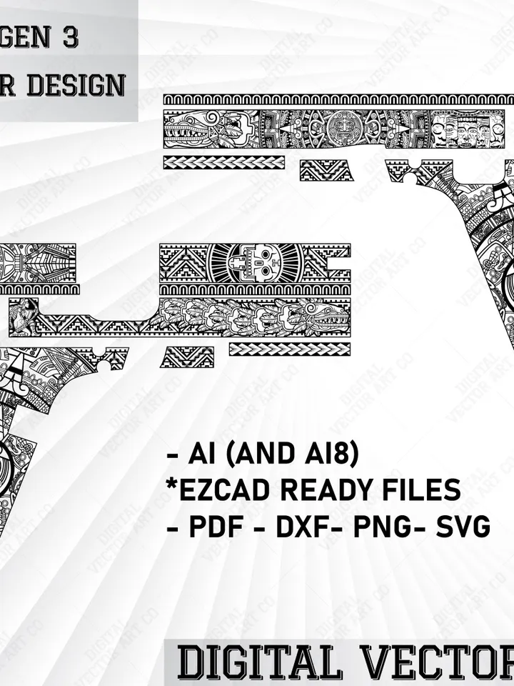Aztec Tribal Ornamental Vector - Laser Cutting Template for Wood & Metal Art Svg/Dxf/Png/Ai