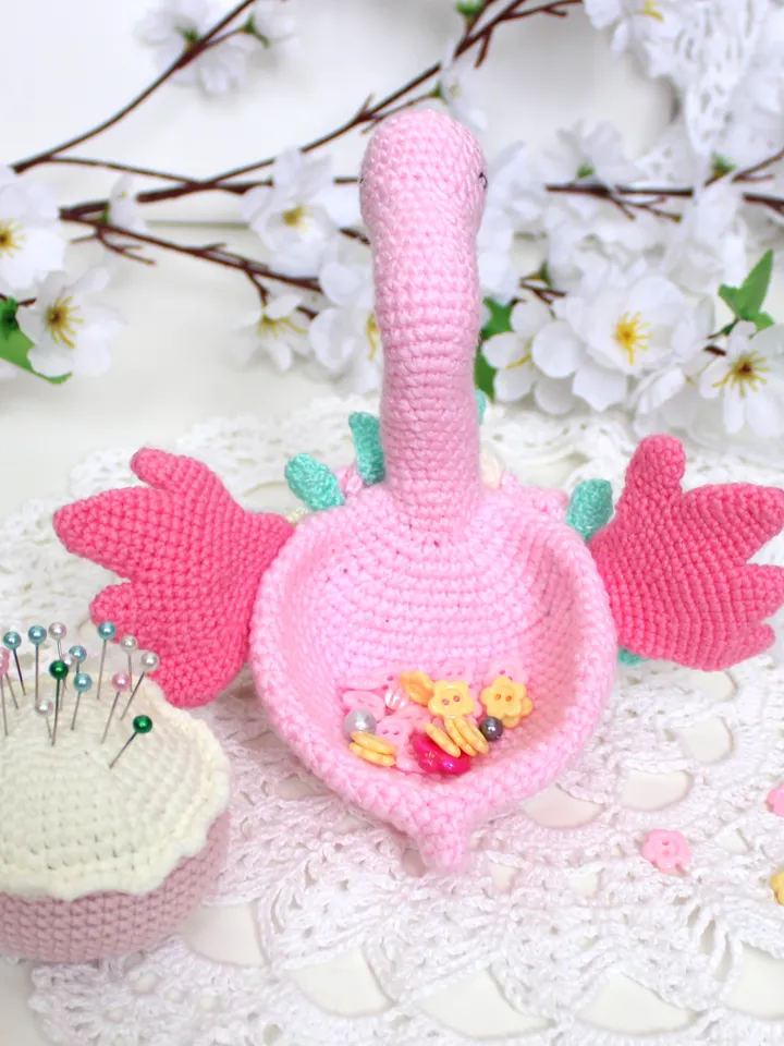 Pin cushion pattern pdf Flamingo crochet gift for grandma Pincushion amigurumi