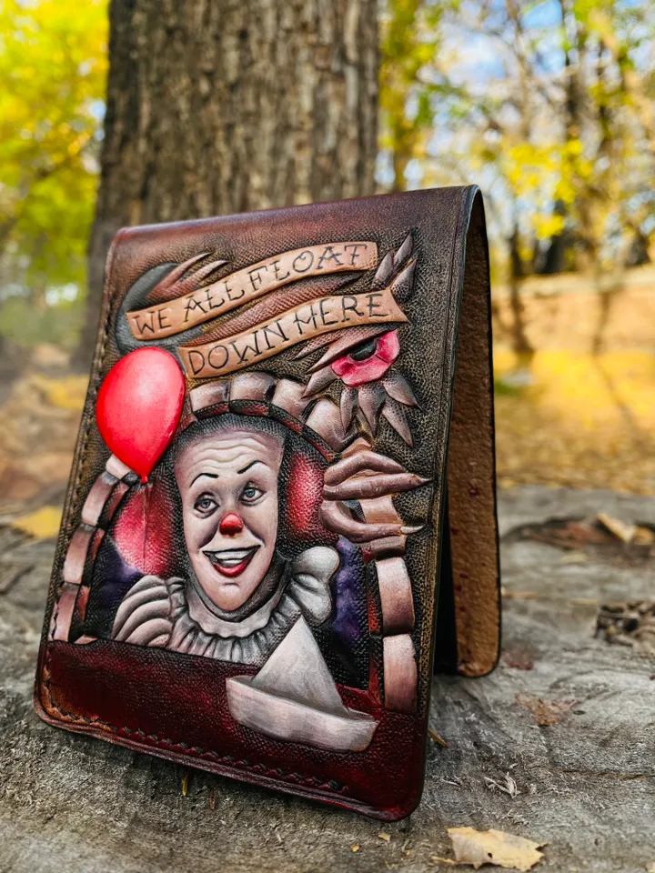 Wallet Genuine brown leather Pennywise 1990 It original handmade