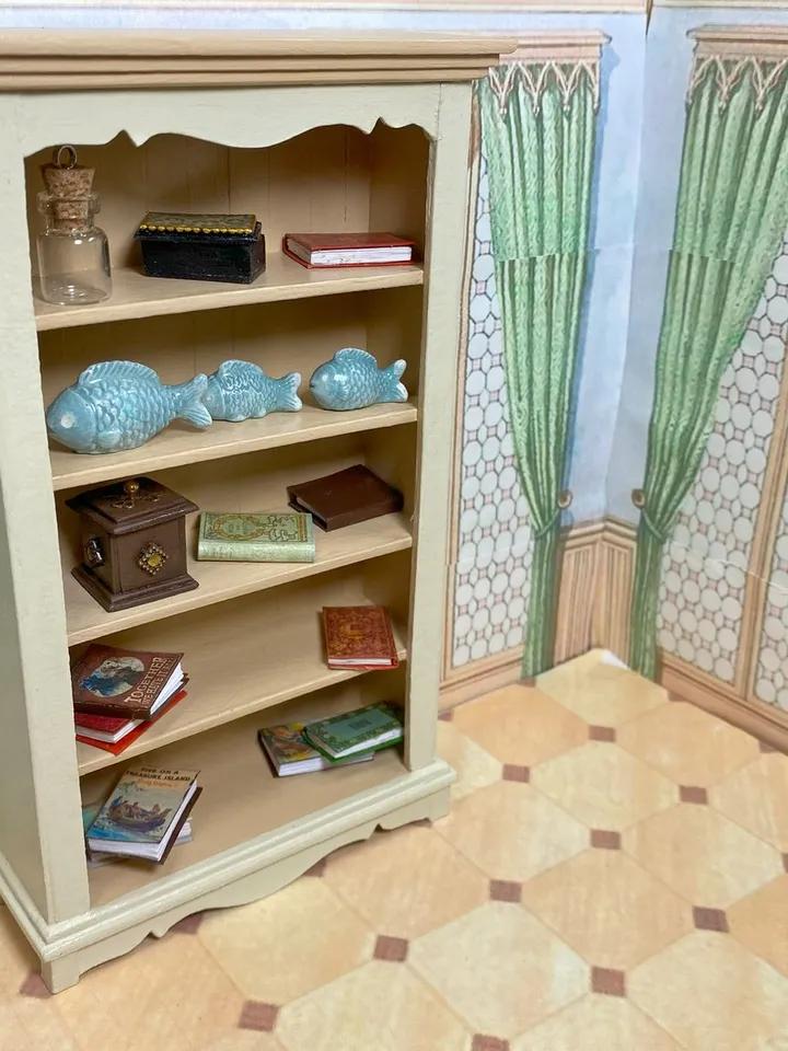 Bookcase for a doll. miniature dollhouse. 1:12. Furniture for dolls.