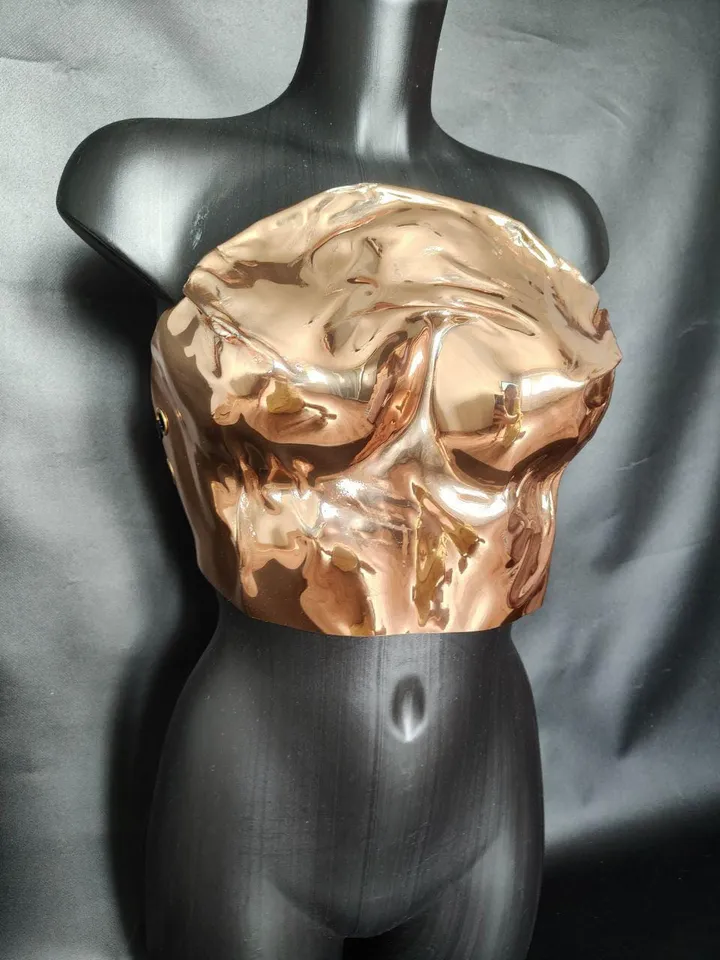 Golden corset, mirror corset, mirror armor, gold bra, bra, linen, burning man, gold plate, mirror bra, golden top
