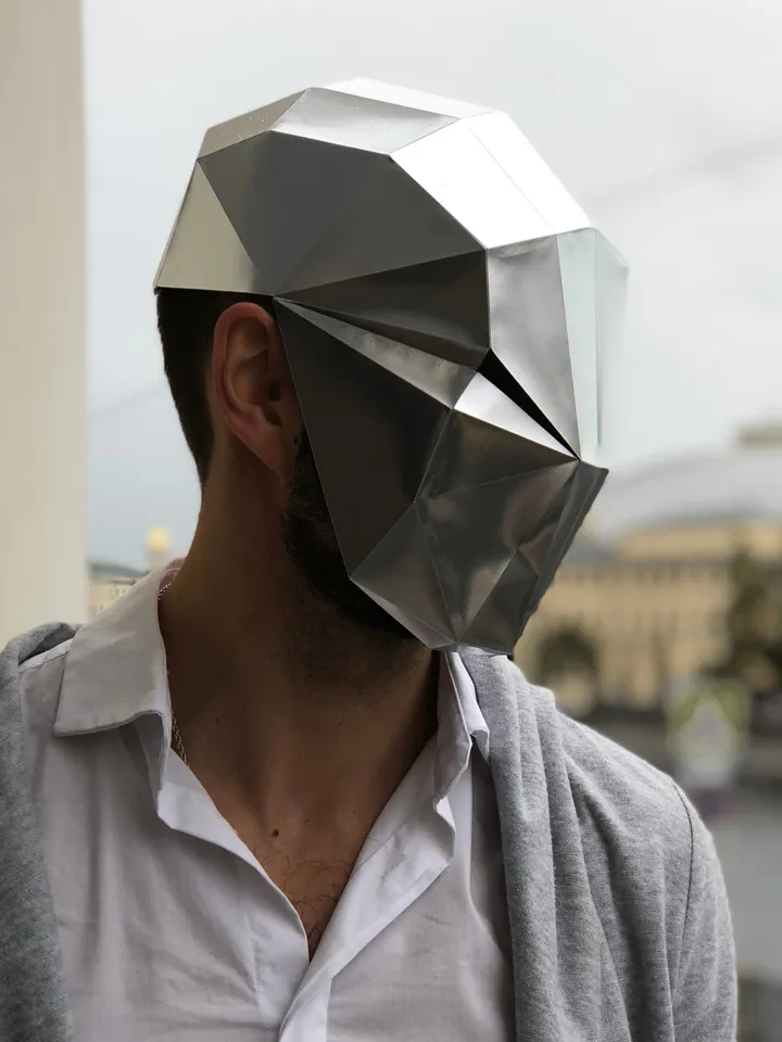 Papercraft Mask of the Future 1, Digital Template, PDF Download, Gurko, 3D Low Poly Animal Mask, DIY Origami, Pepakura, Paper Mask, Costume