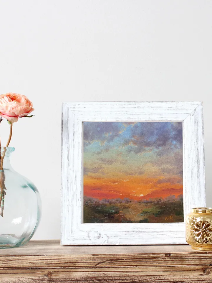 Sunset Oil Painting Original Art Sunset Landscape Painting