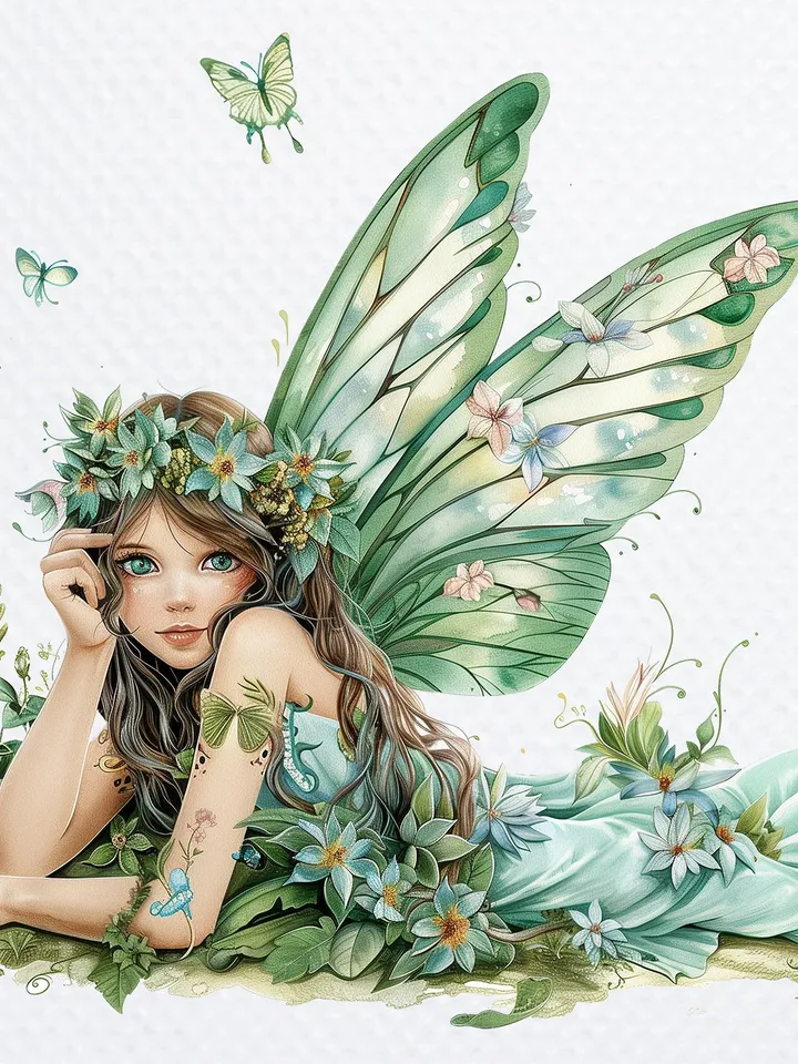 22 Forest Fairy PNG Bundle, Green Fairies Watercolor clipart for sublimation, High Quality PNGs, Digital download, Paper craft, junk journal