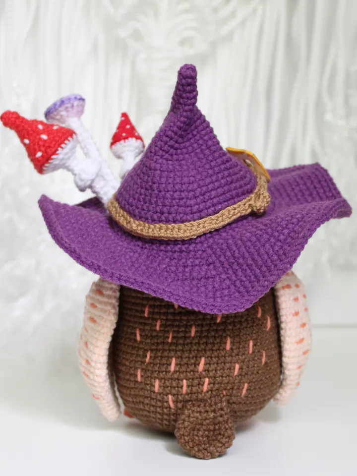 Owl crochet pattern PDF in English Amigurumi owl witch hat Halloween decor crochet tutorial
