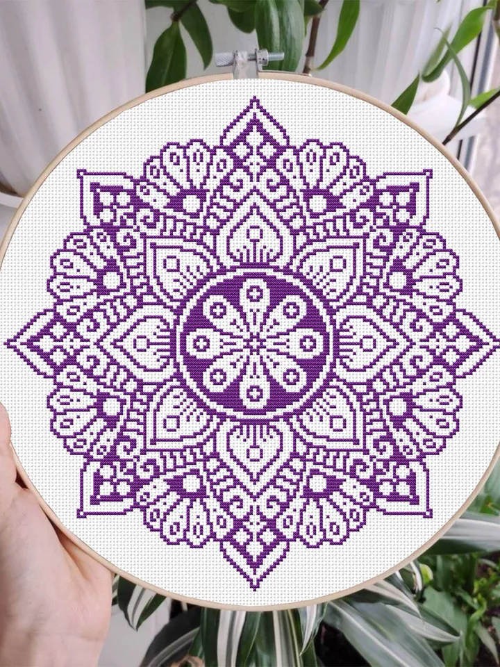 Mandala set cross stitch pattern download PDF Monochrome mandala cross stitch chart, Awesome pattern digital PDF, Mandala flower stitch #S25