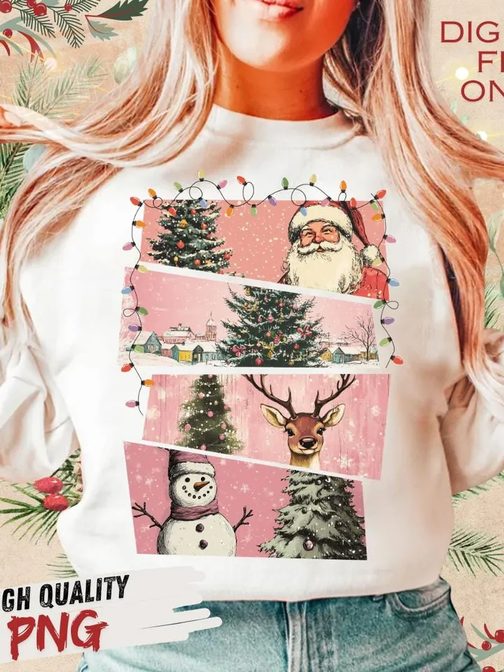 Pink Retro Christmas PNG, Merry Christmas Png, Retro Christmas png, Christmas Png, Merry X-mas Png, Trendy Christmas Tshirt, Sublimation