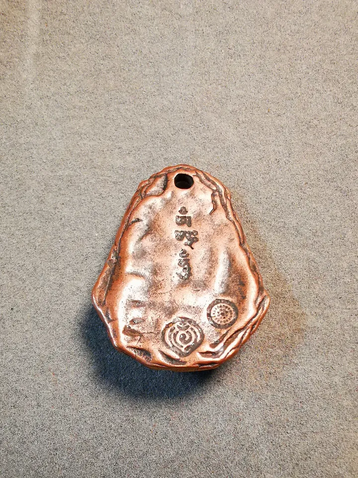 Gandhanra Handmade Amulet,Yellow Jambhala Pendant with Leather Necklace,Made of Brass