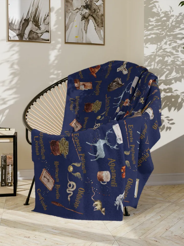 Wizarding World Baby Blanket; Magic School Baby Fleece Blanket Owl Key Magic World Custom Wizard Blanket Gift for Baby Minky Blanket WBB12